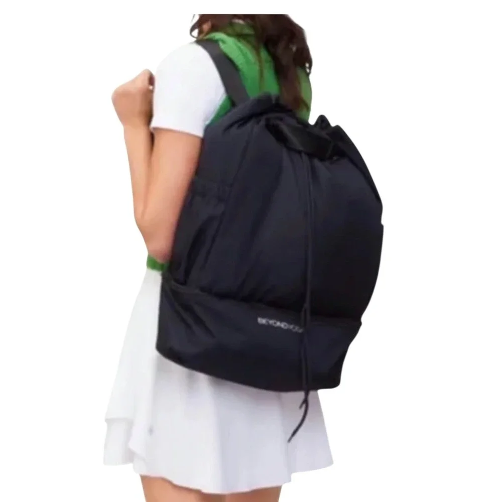 Black Drawstring Beyond Yoga Gym Backpack Convertible‎ Unisex Bag